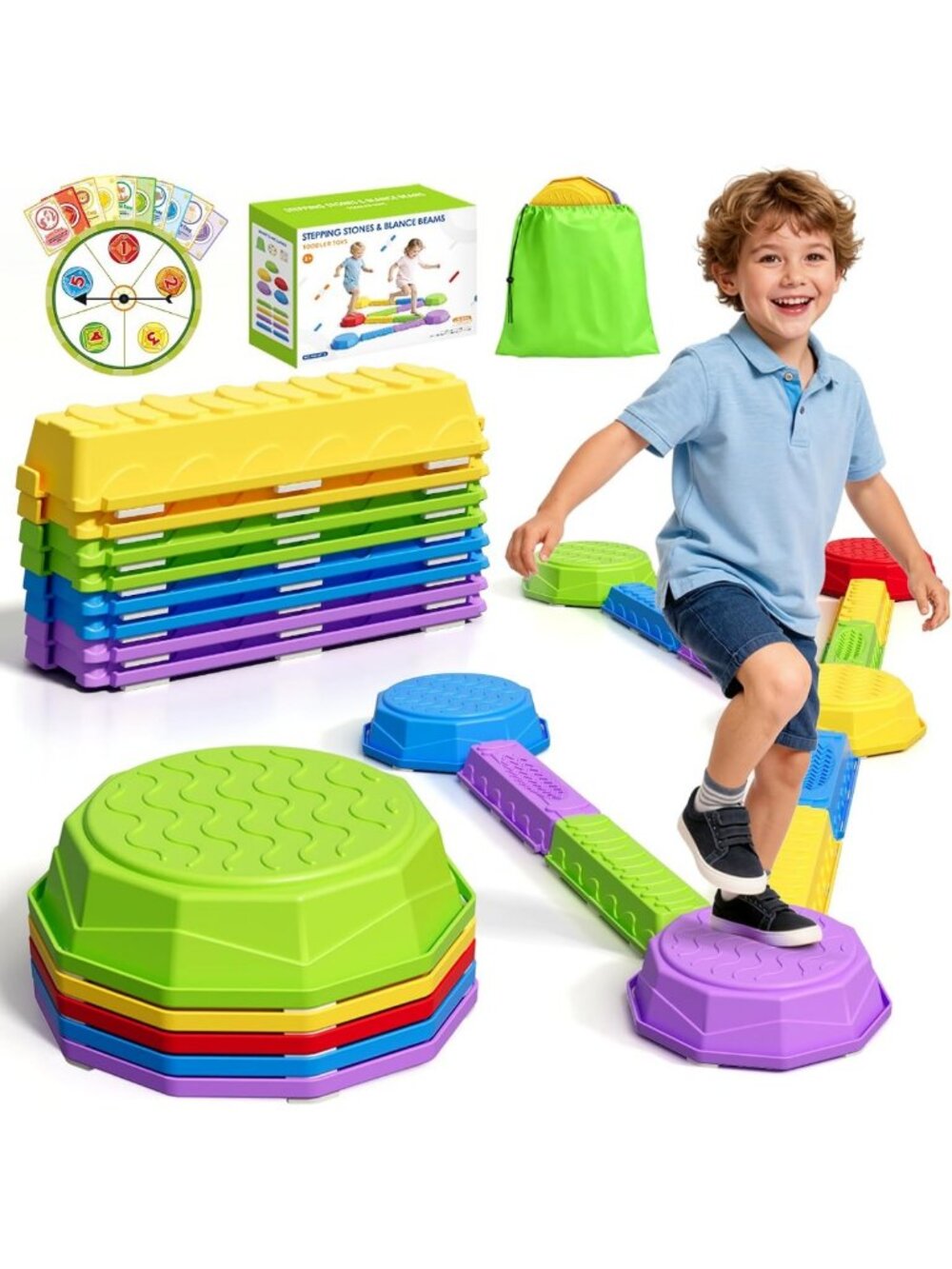 Kids' Balance Beams & Stepping Stones - Fun Obstacle Course Toys for Ages 3-5